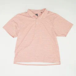 Peach Striped Short Sleeve Polo