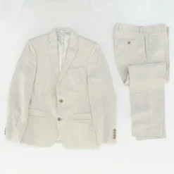 Beige Solid 2pc Suit