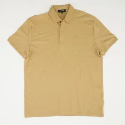 Express Brown Solid Short Sleeve Polo