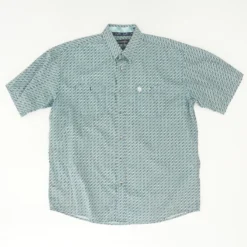 Wrangler Green Graphic Short Sleeve Button Down