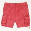 Red Solid Cargo Shorts