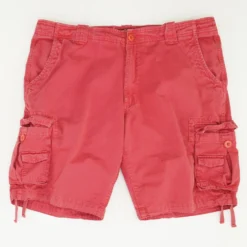 Red Solid Cargo Shorts
