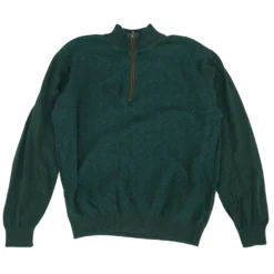 Green Chevron 1/4 Zip Sweater