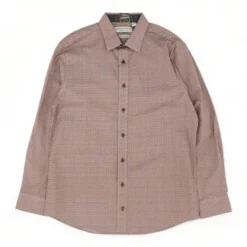 Burgundy Geometric Long Sleeve Button Down