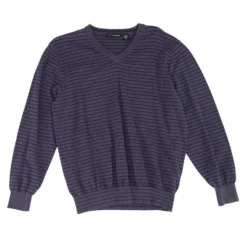 Greg Norman Purple Striped V-neck Sweater