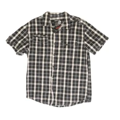 Gray Plaid Short Sleeve Button Down