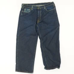 Navy Embroidered Detail Straight Jeans