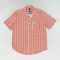 Red Graphic Short Sleeve Button Down