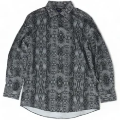 Gray Animal Print Long Sleeve Button Down