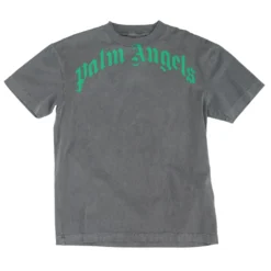 Palm Angels Vintage Wash Charcoal Solid Crewneck T-Shirt