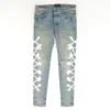 Amiri Flagship Exclusive Bones Applique Skinny Jeans In Indigo Blue