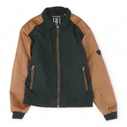 Black Color Block Faux Leather Jacket