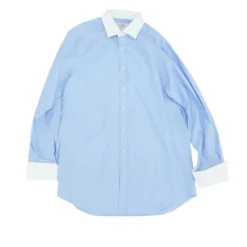 Blue Color Block Long Sleeve Button Down
