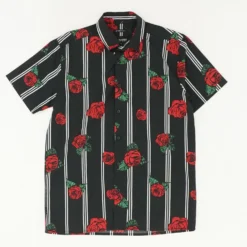 Black Striped Short Sleeve Button Down