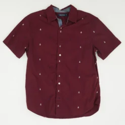 Nautica Maroon Graphic Short Sleeve Button Down