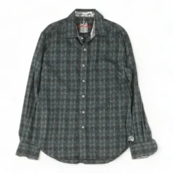 Navy Graphic Long Sleeve Button Down