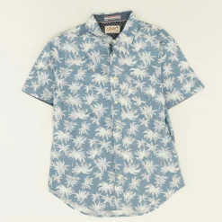Blue Tropical Short Sleeve Button Down