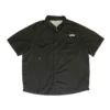 Black Solid Short Sleeve Button Down