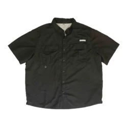 Black Solid Short Sleeve Button Down