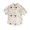 Beige Graphic Short Sleeve Button Down