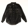 Yves Saint Laurent Black Velvet Solid Long Sleeve Button Down