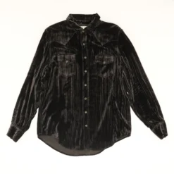Yves Saint Laurent Black Velvet Solid Long Sleeve Button Down