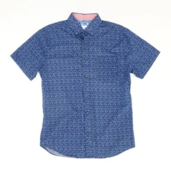 Indigo Floral Short Sleeve Button Down