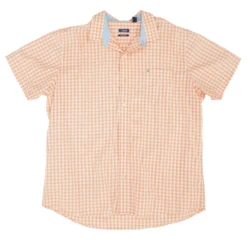 Orange Check Short Sleeve Button Down