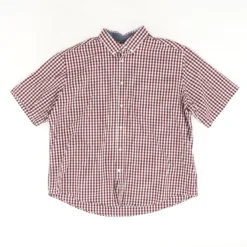Burgundy Check Short Sleeve Button Down