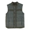 Blue Solid Reversible Leather Vest