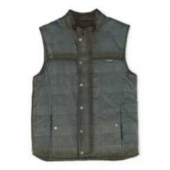 Blue Solid Reversible Leather Vest