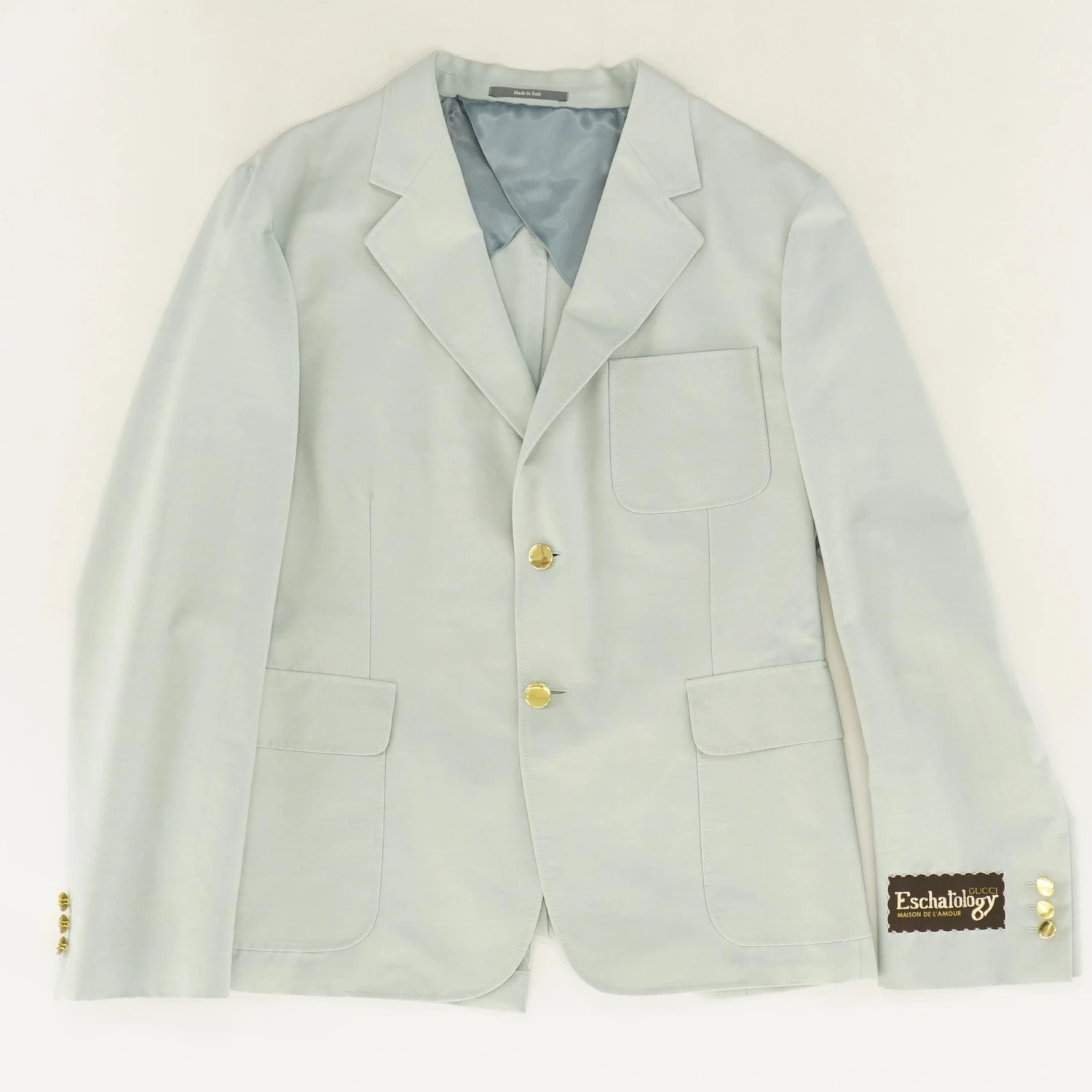 "Gucci Eschatology" Cotton And Mohair Blazer In Cold Sky 1 "Gucci Eschatology" Cotton And Mohair Blazer In Cold Sky