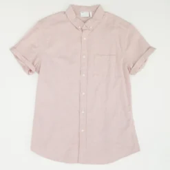 ASOS Red Solid Short Sleeve Button Down