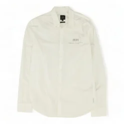 Armani Exchange White Solid Long Sleeve Button Down