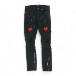 Black Graphic Five Pocket Pants