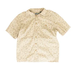 Beige Tropical Short Sleeve Button Down